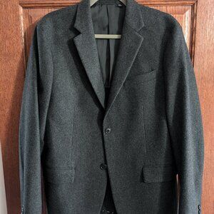 Uniqlo Men's Wool-Flannel Slim Fit Charcoal Gray Sport Coat - Medium - EUC